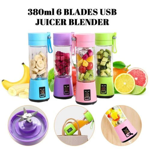 USB Rechargeable Juicer Blender 6 Blades Electric Blender Mini Portable Personal Size Juicer Cup USB Rechargeable Mixer 380ml